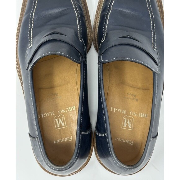 Bruno Magli Navy Blue Leather Penny Loafers main image 12
